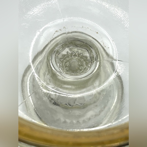 Vintage Indiana Glass King's Crown Clear Compote Pedestal Candy Dish Gold Rim - Picture 6 of 9